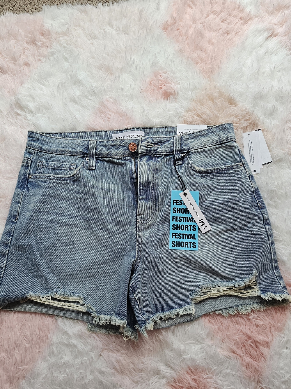 Blue Festival Denim Shorts - Women's Casual Cutoffs